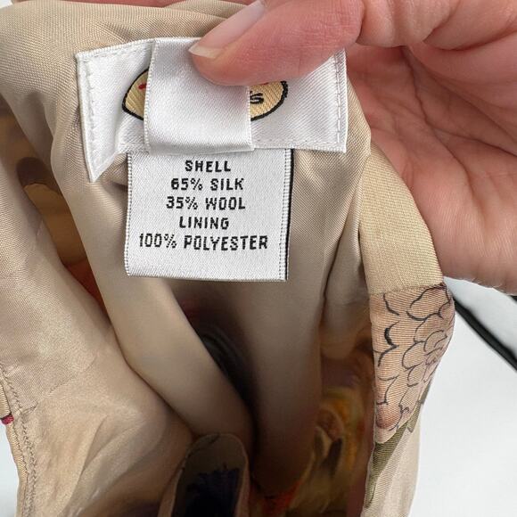 Vintage Talbots 90s Y2K Floral Silk & Wool Blend Pencil Skirt Size 10 Business - Picture 7 of 9